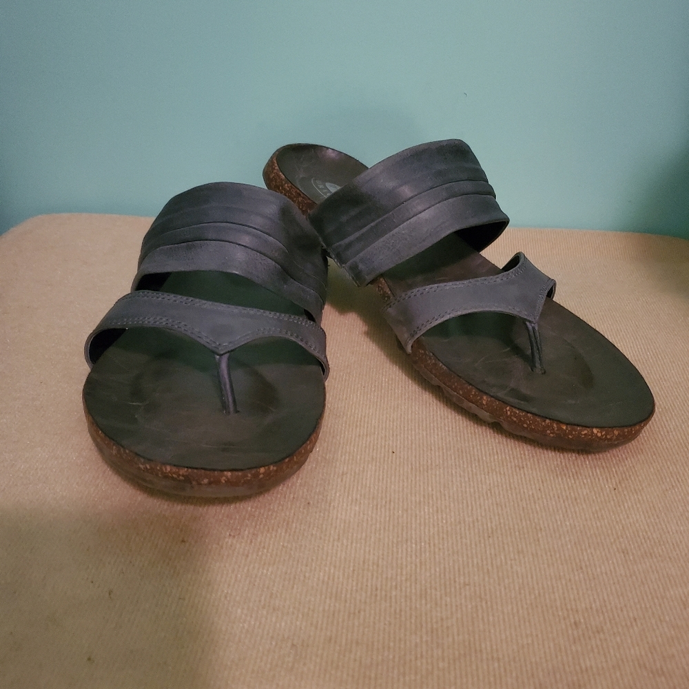 Dr. Scholl's Ease BlueGrey LTHR Slides